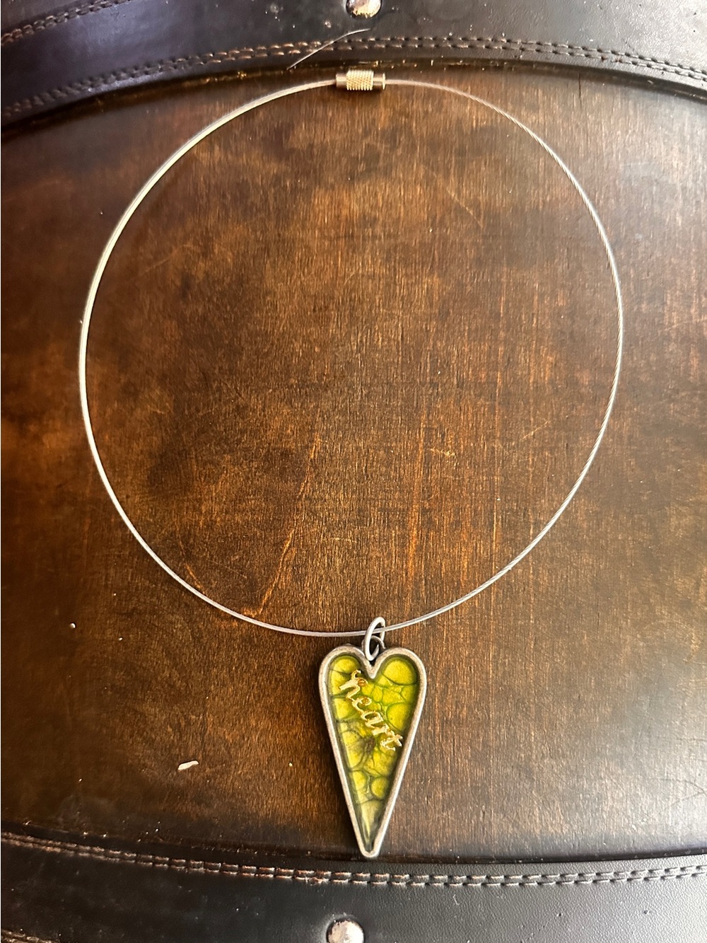 Hand Crafted Green Heart Drop Pendant Necklace